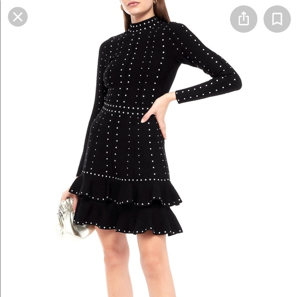 ❤️‍🔥 Sandro ❤️‍🔥 asya black studded knit dress nwt !!! - Picture 4 of 6